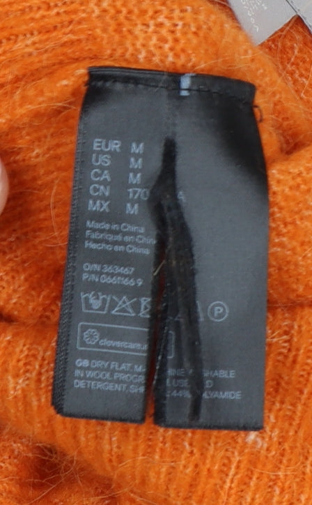 H&M Women Orange UK 12 Alpaca Wool Blend Round Neck Jumper