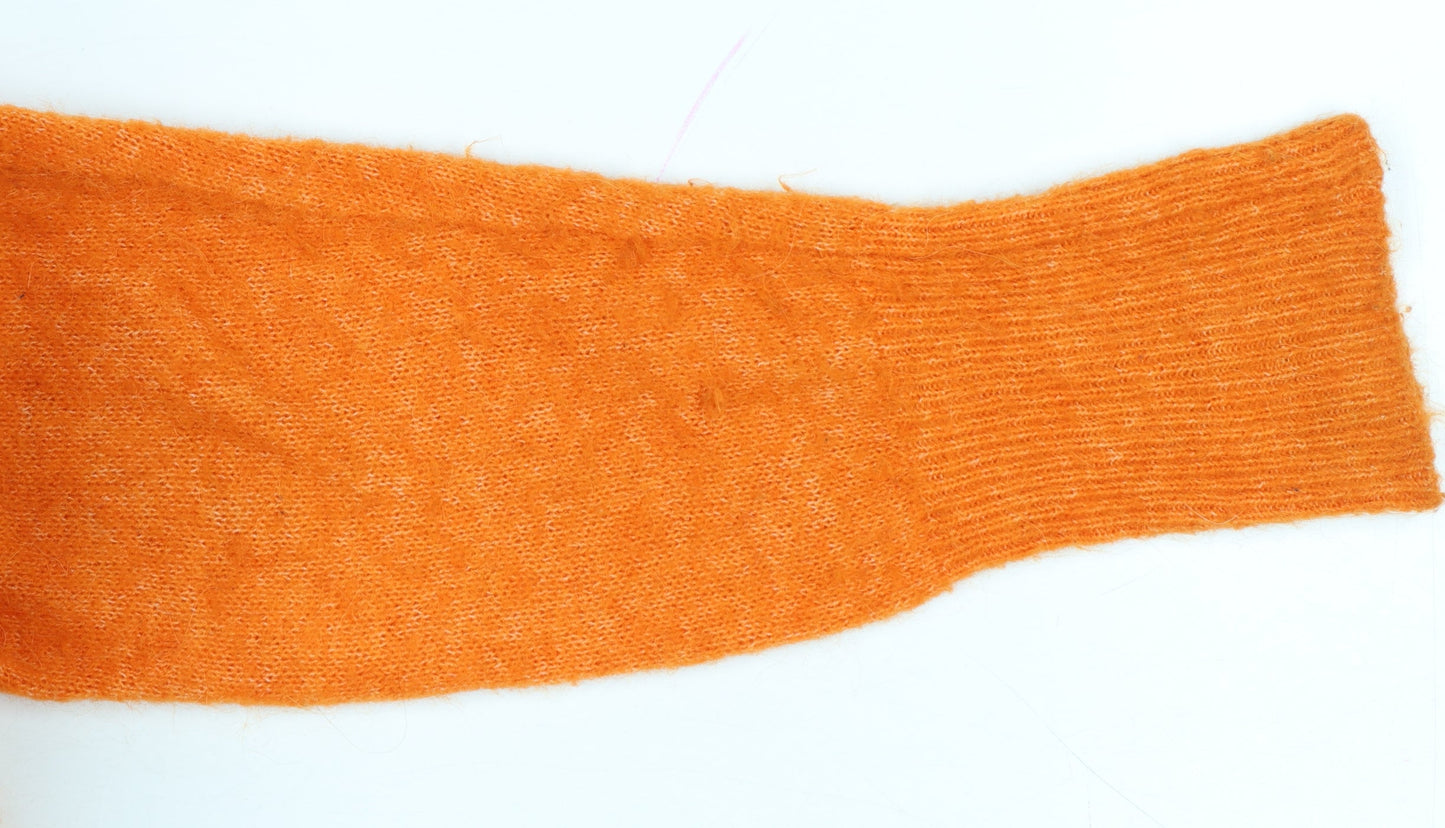 H&M Women Orange UK 12 Alpaca Wool Blend Round Neck Jumper