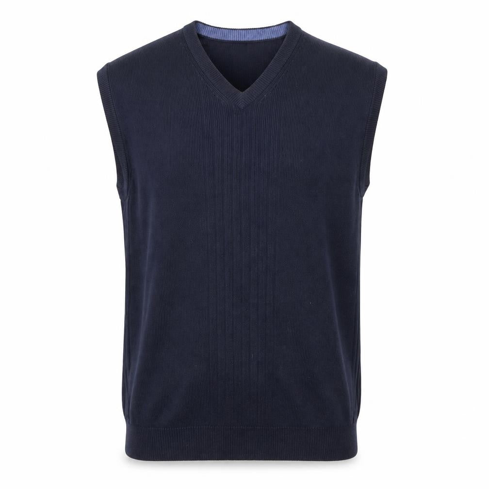 Covington Men Blue M V-Neck Cotton Knit Sleeveless Jumper Vest