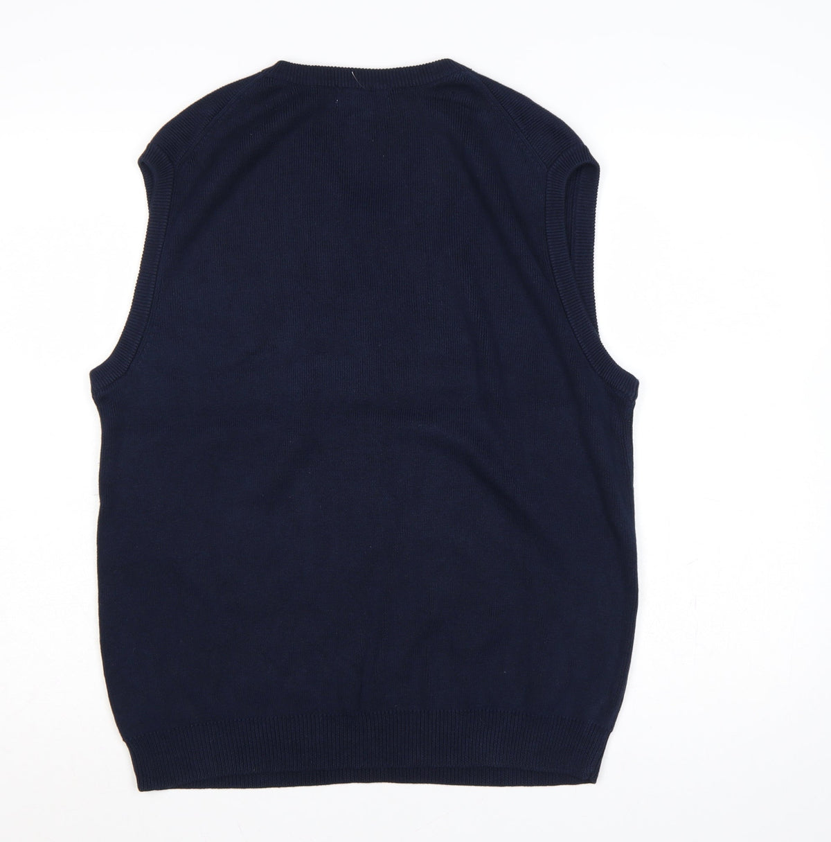 Covington Men Blue M V-Neck Cotton Knit Sleeveless Jumper Vest