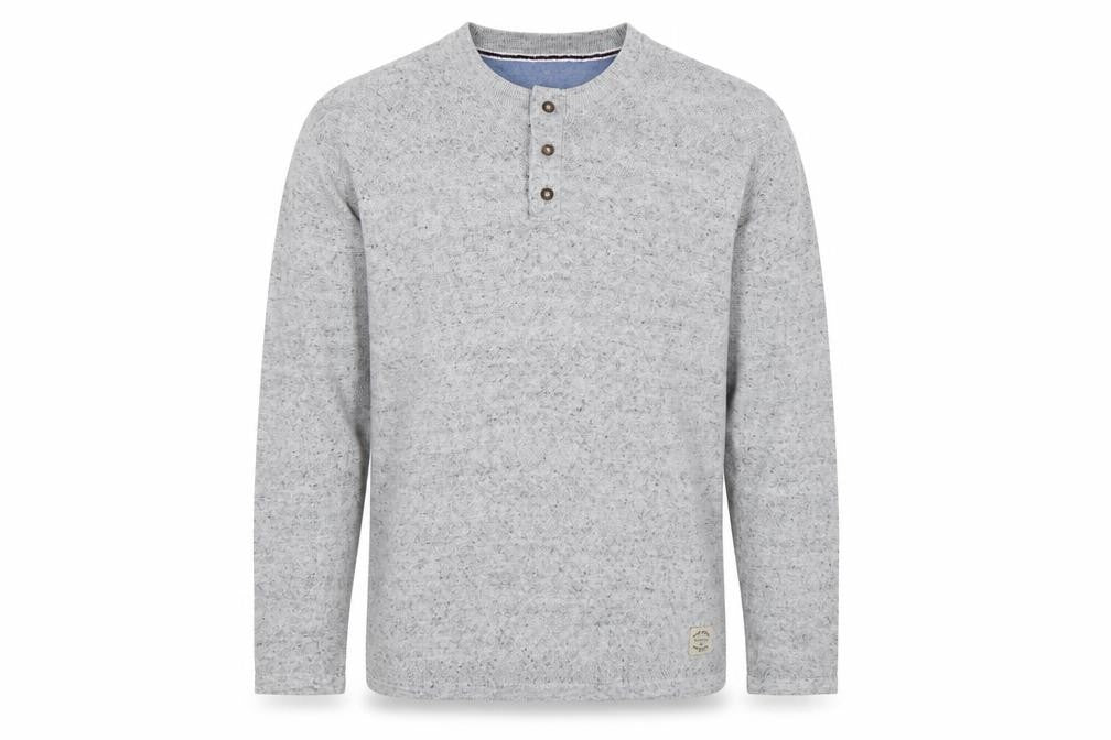 Next Supply Men's Grey XL Henley Knit Cotton Blend Jumper