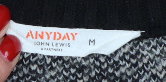 ANYDAY John Lewis Women Black Beige M V-Neck Heart Check Knit Vest