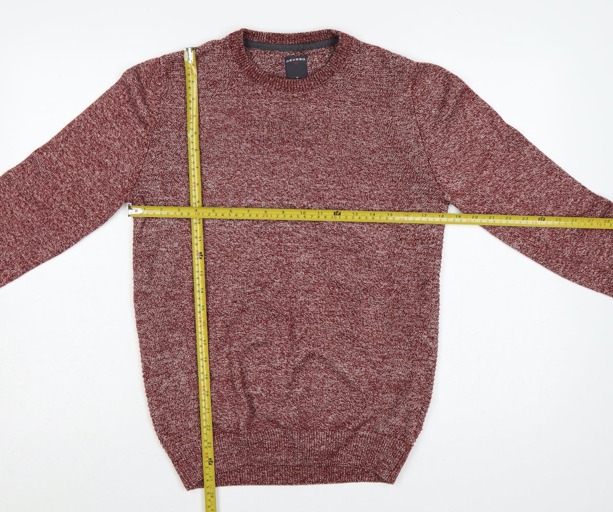 Devred 1902 Men’s Red Marl Cotton Blend Crew Neck Pullover Jumper M