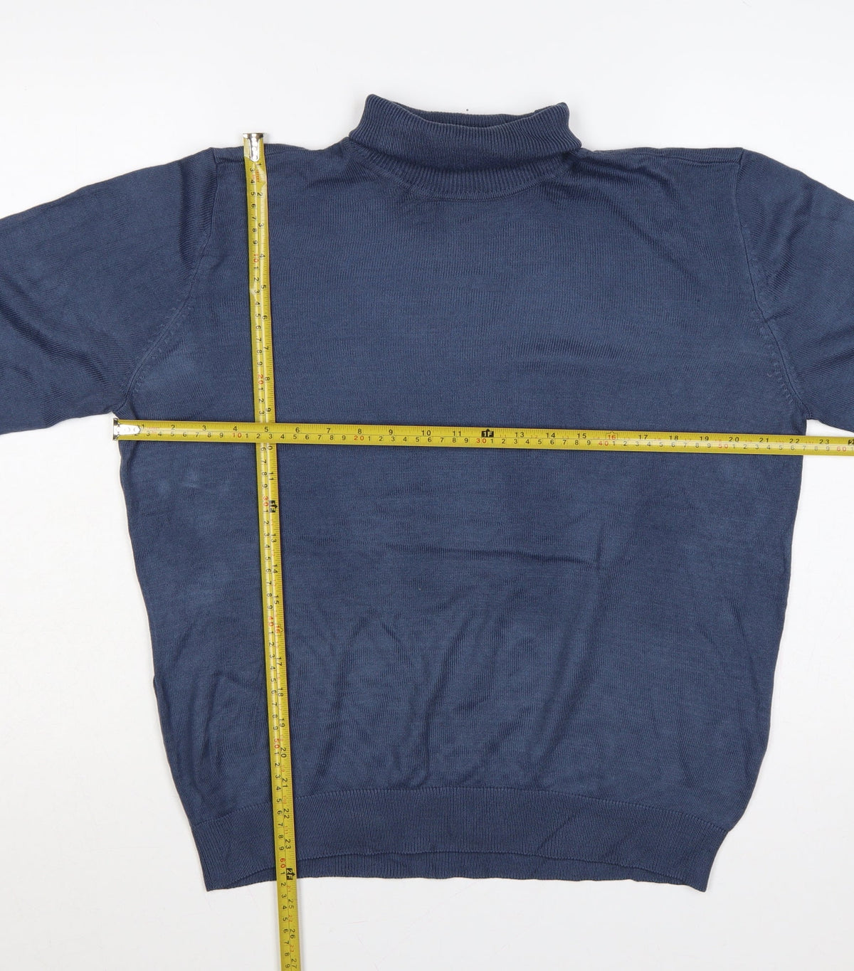 Close-up detail of Tenue de Golfzoy Men’s Blue L Roll Neck Knit Pullover Golf Jumper