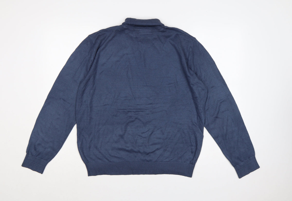 Brand and care label for Tenue de Golfzoy Men’s Blue L Roll Neck Knit Pullover Golf Jumper