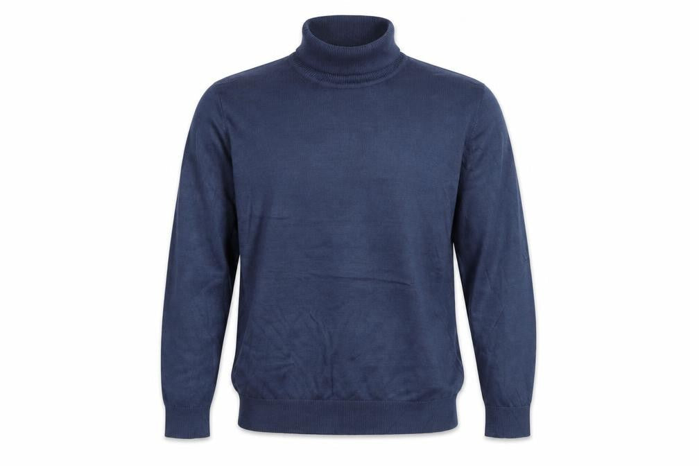 Front view of Tenue de Golfzoy Men’s Blue L Roll Neck Knit Pullover Golf Jumper