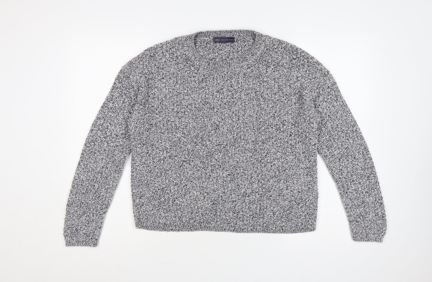 Marks and Spencer Women Grey UK 14 Chunky Knit Crew Neck Jumper