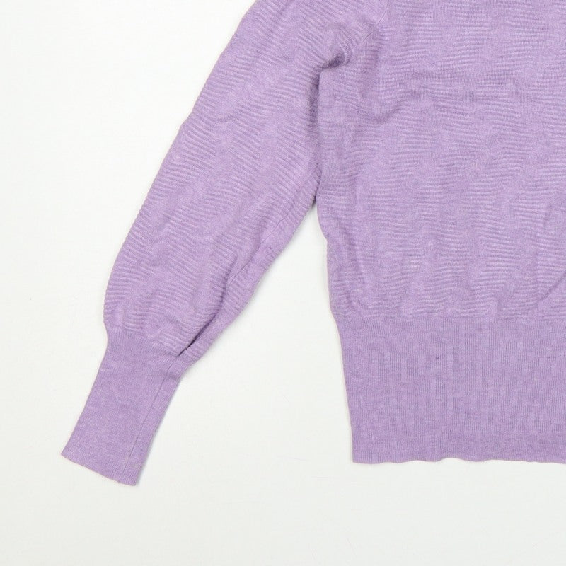 Marks & Spencer Women Purple S Puff Sleeve Crew Neck Knit Jumper