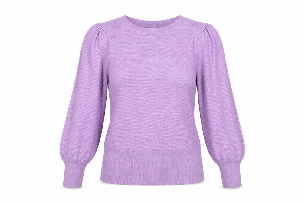 Marks & Spencer Women Purple S Puff Sleeve Crew Neck Knit Jumper
