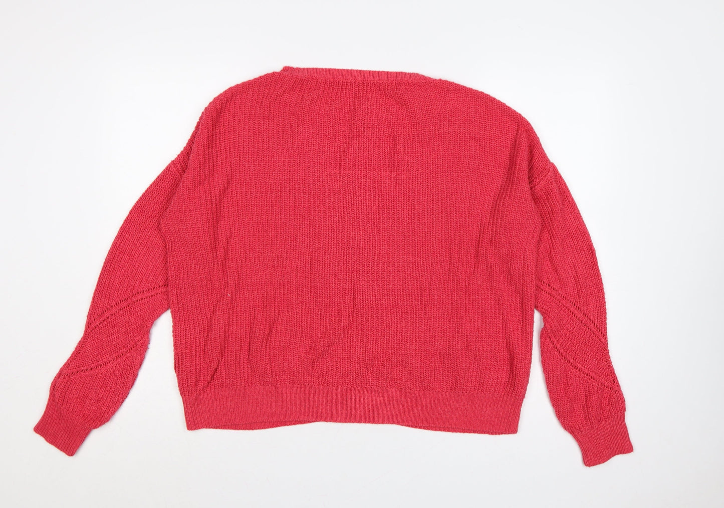 Next Women Pink Small Crew Neck Knit Jumper Long Sleeve