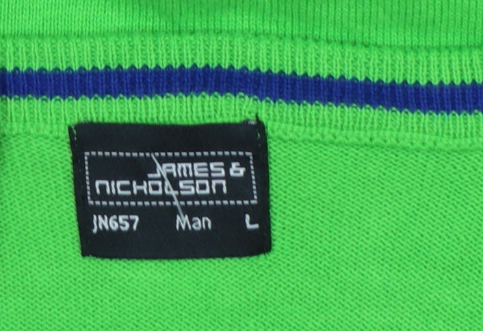 James & Nicholson Men’s Green L V-Neck Cotton Knit Vest
