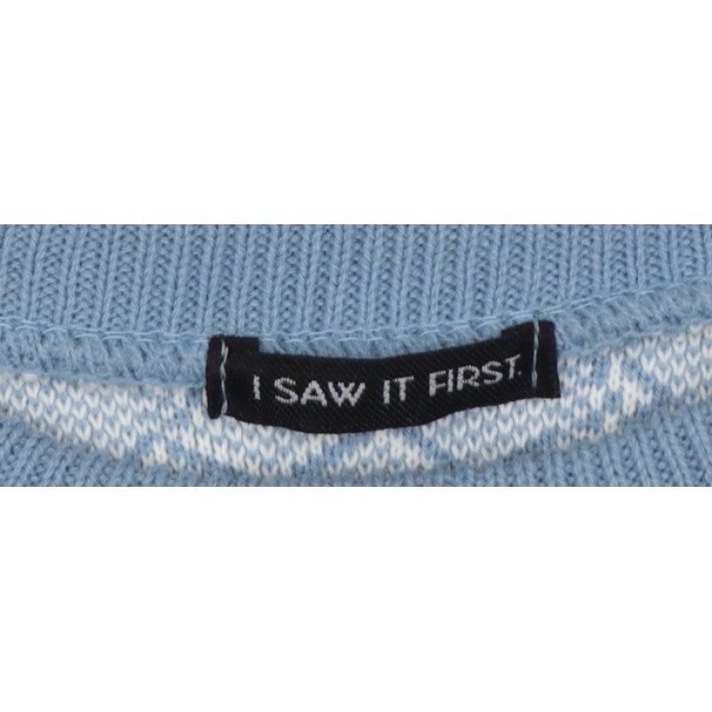 I Saw It First Womens Blue White M Geometric Knit Crew Neck Jumper