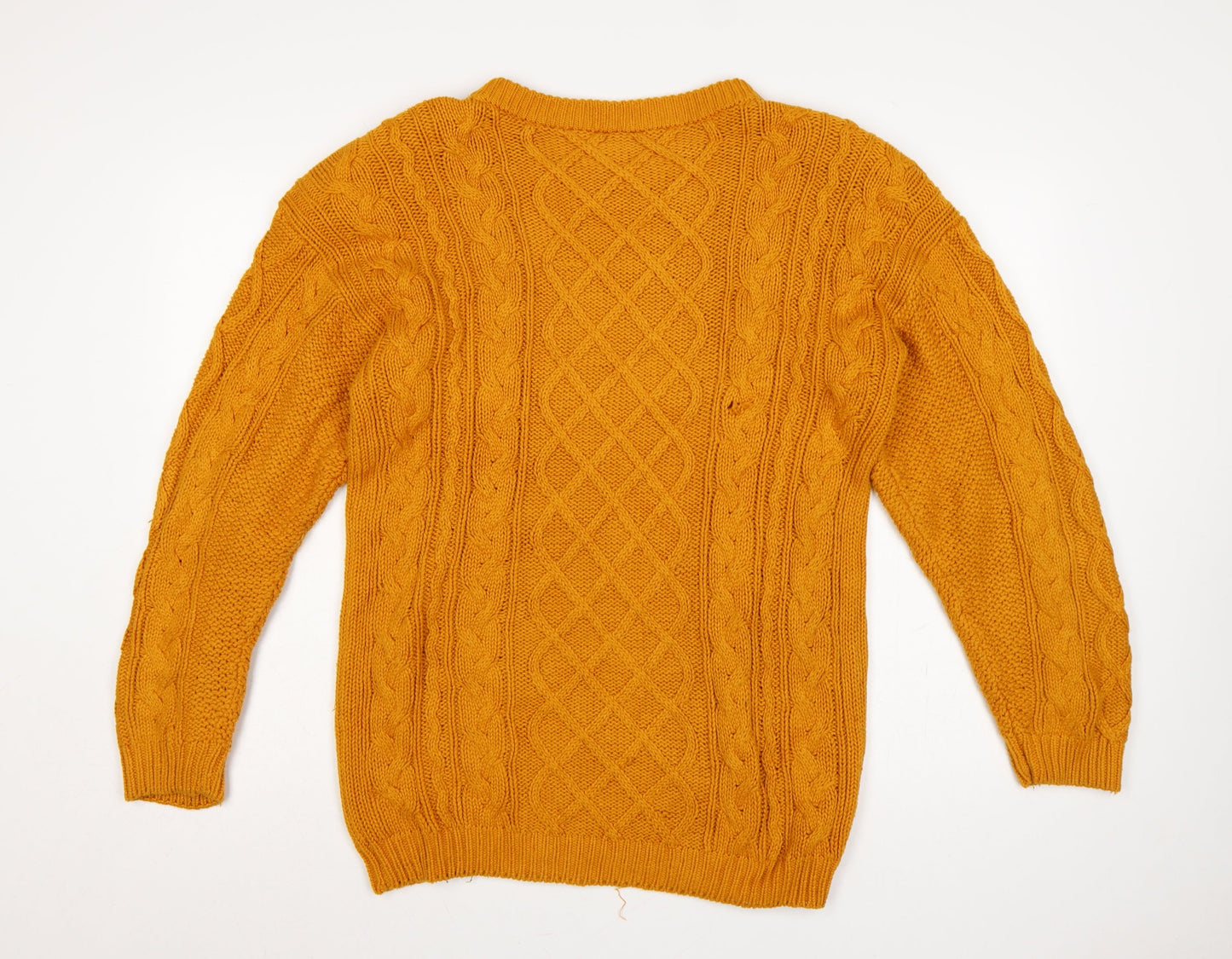 Nordstrom Point of View Women Yellow M Cable Knit Cotton Jumper