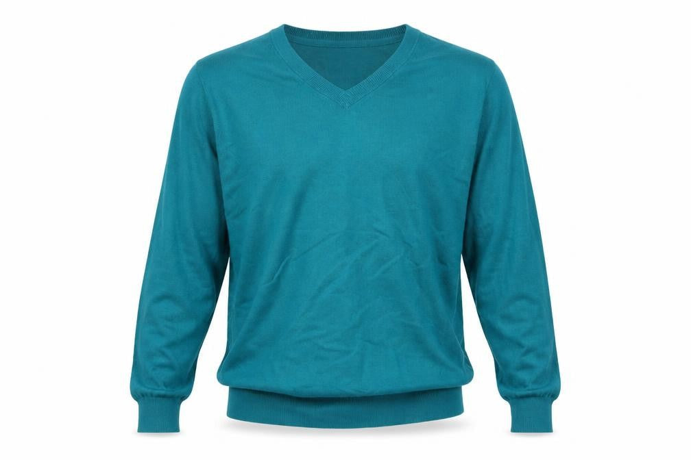 L.L.Bean Men’s Blue L V-Neck Cotton Cashmere Pullover Jumper