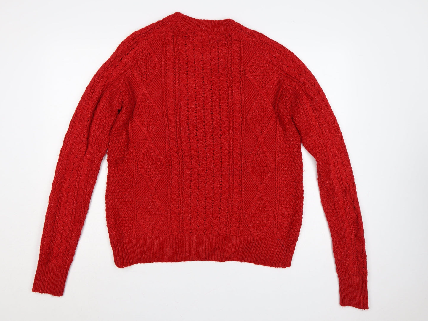 Merona Women’s Red M Cable Knit Crew Neck Wool Blend Jumper
