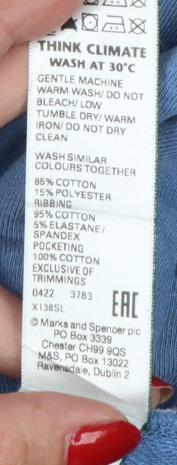 Marks and Spencer Women Blue UK 10 Regular Cotton Jogger Trousers