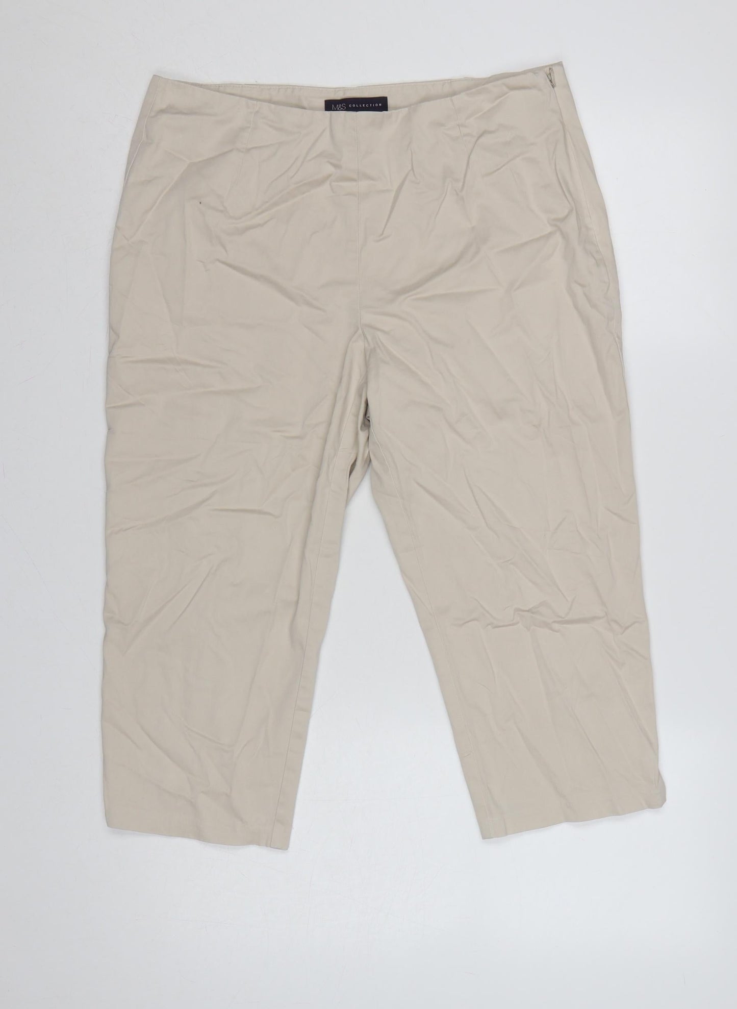 Marks and Spencer Women Beige UK 14 Short Straight Trousers