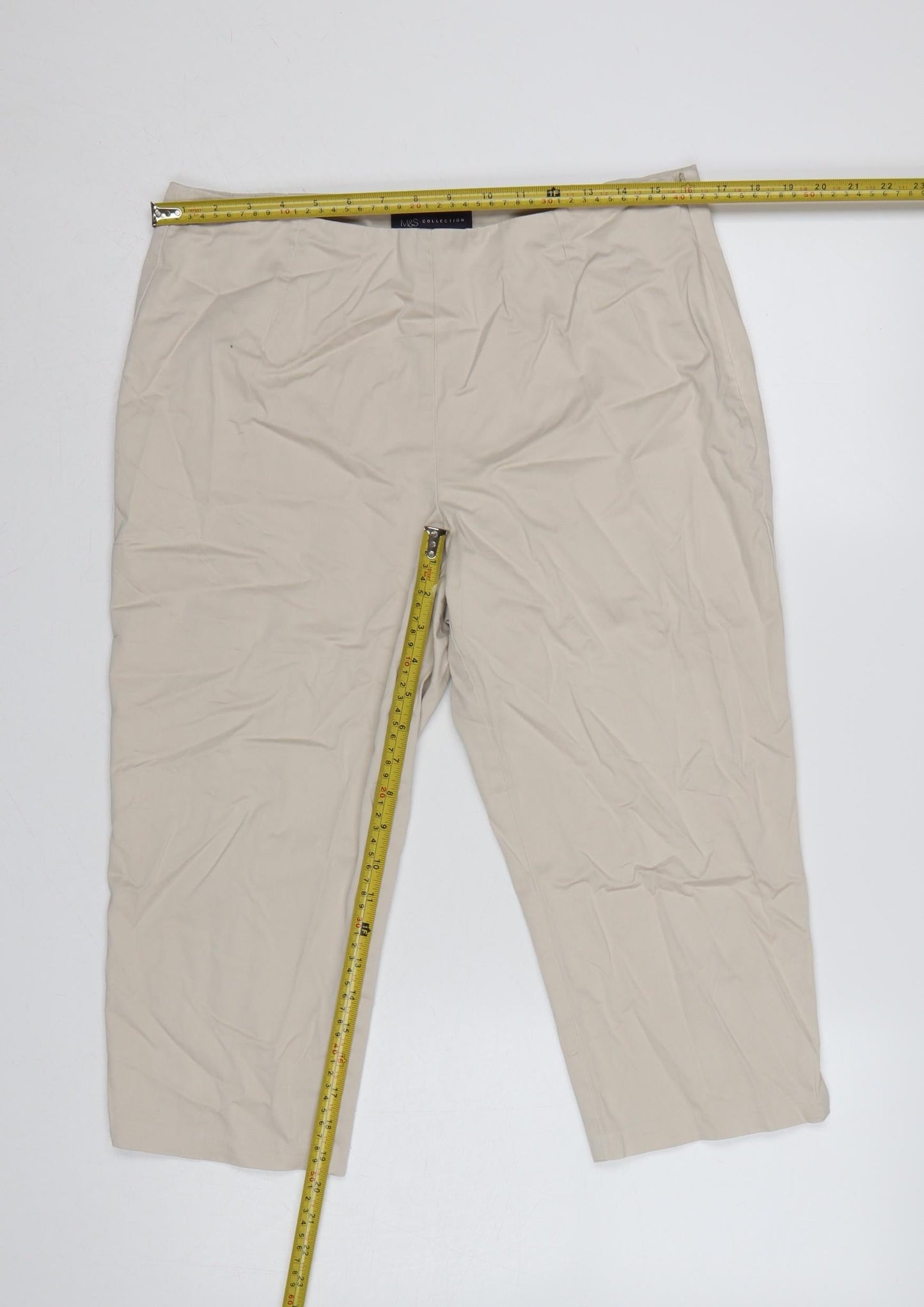 Marks and Spencer Women Beige UK 14 Short Straight Trousers