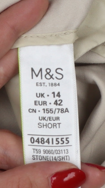 Marks and Spencer Women Beige UK 14 Short Straight Trousers