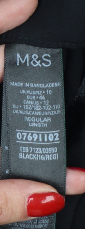 Marks & Spencer Women Black Size 16 Regular Straight Dress Trousers