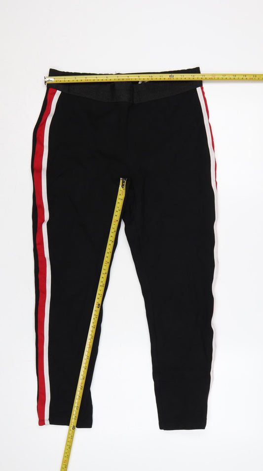 Zara Basic Women Black XL Side Stripe Stretch Leggings