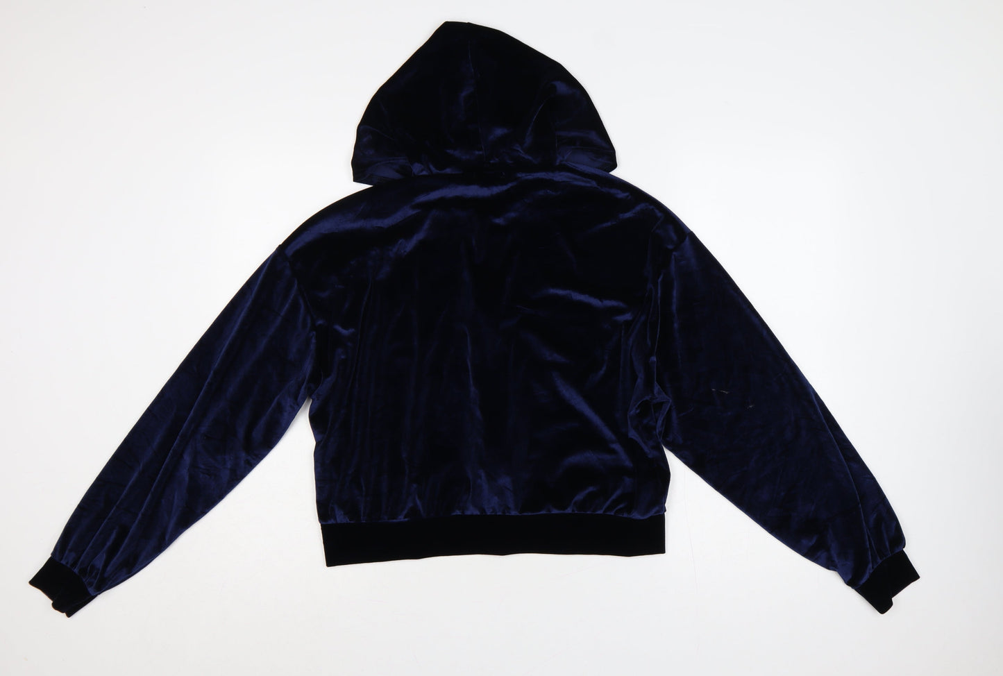 Fashionkilla Women’s Blue Size 12 Velour Full Zip Hoodie Pockets