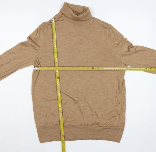 GAP Men’s Beige L Merino Wool Roll Neck Pullover Jumper