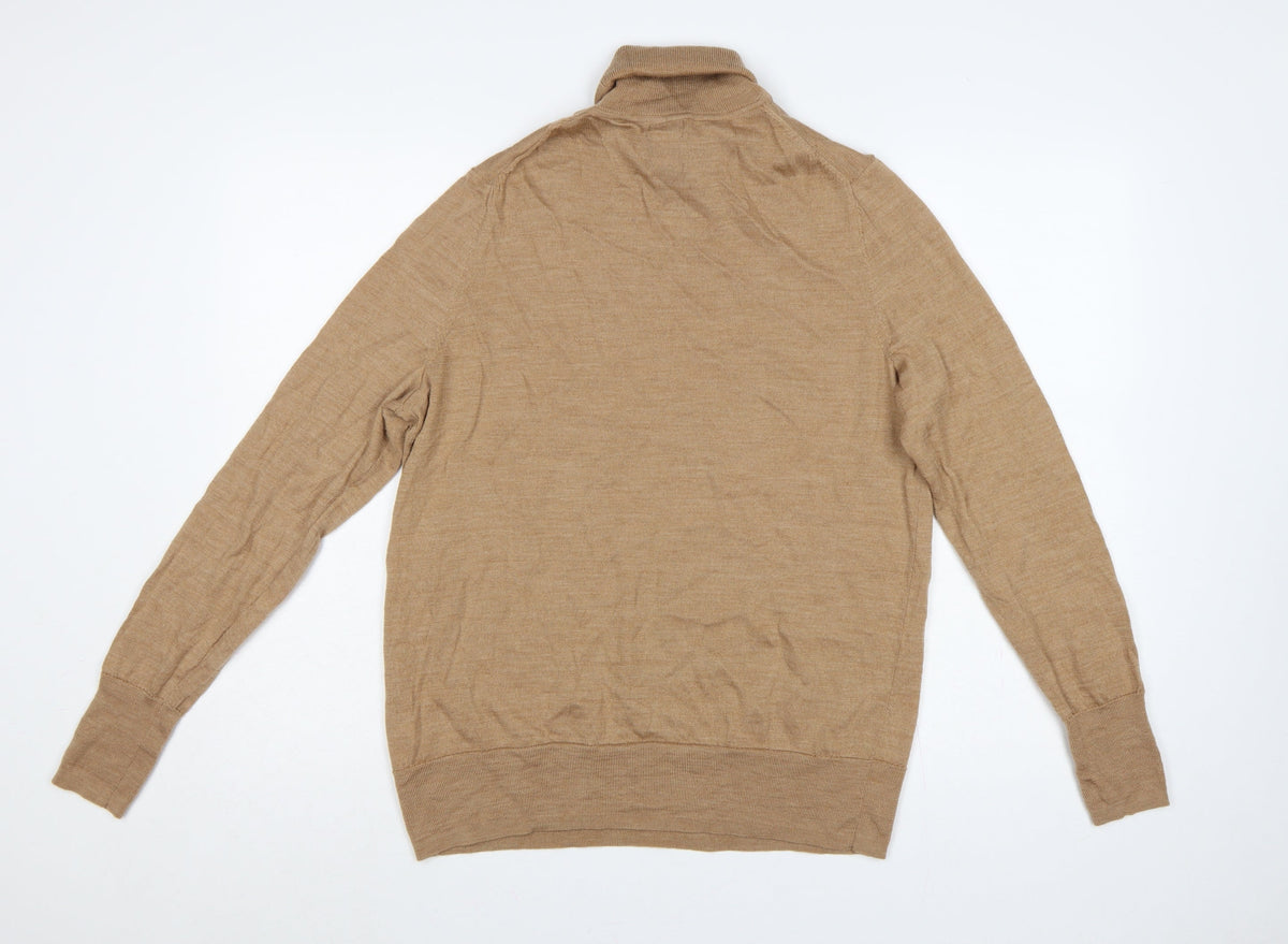 GAP Men’s Beige L Merino Wool Roll Neck Pullover Jumper