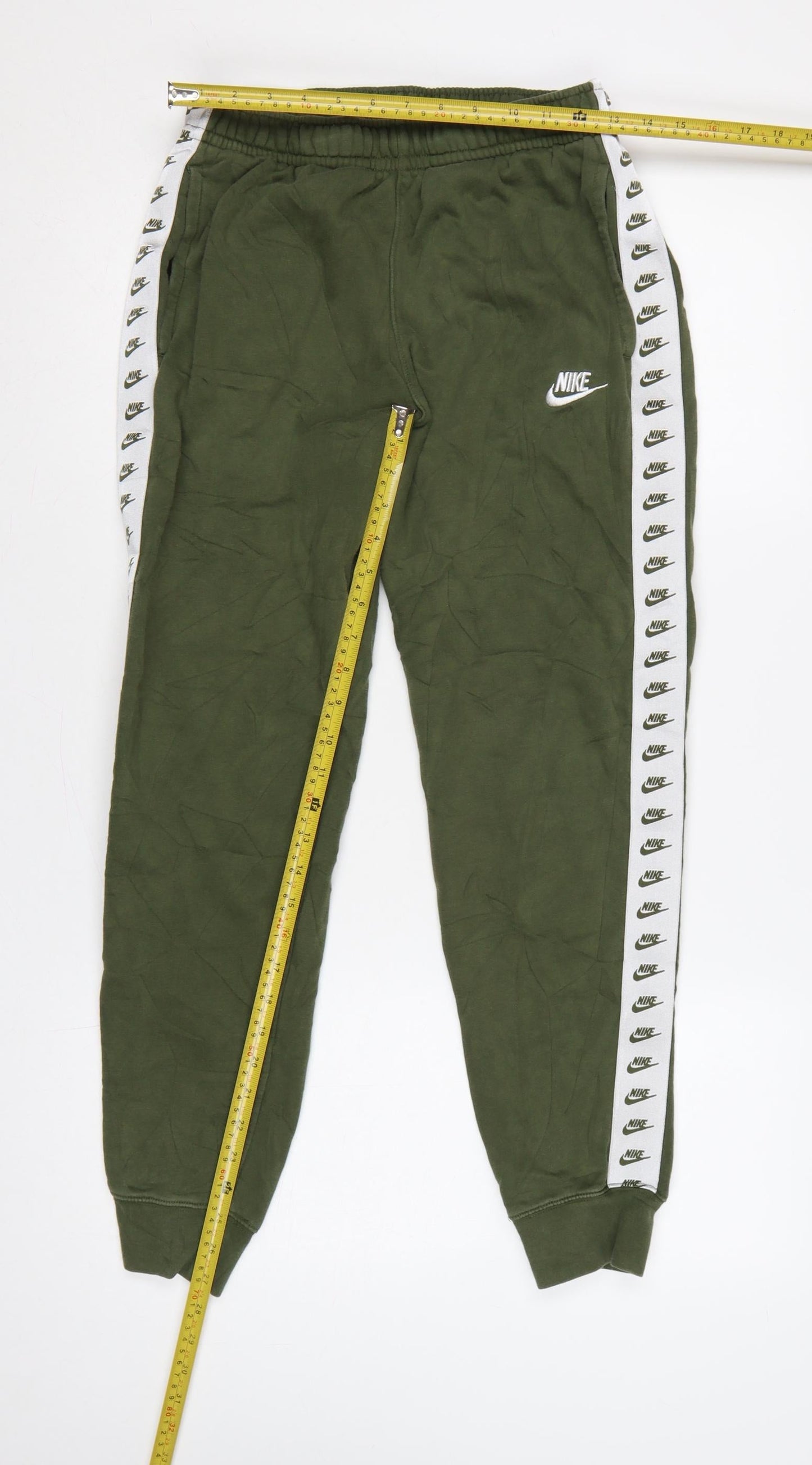 Nike Women Green S Logo Tape Cuffed Jogger Trousers