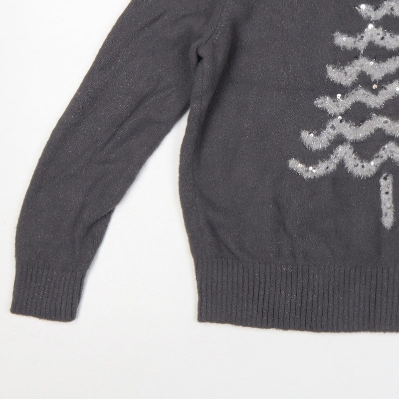 Marks & Spencer Women Black S Christmas Tree Sequin Knit Jumper