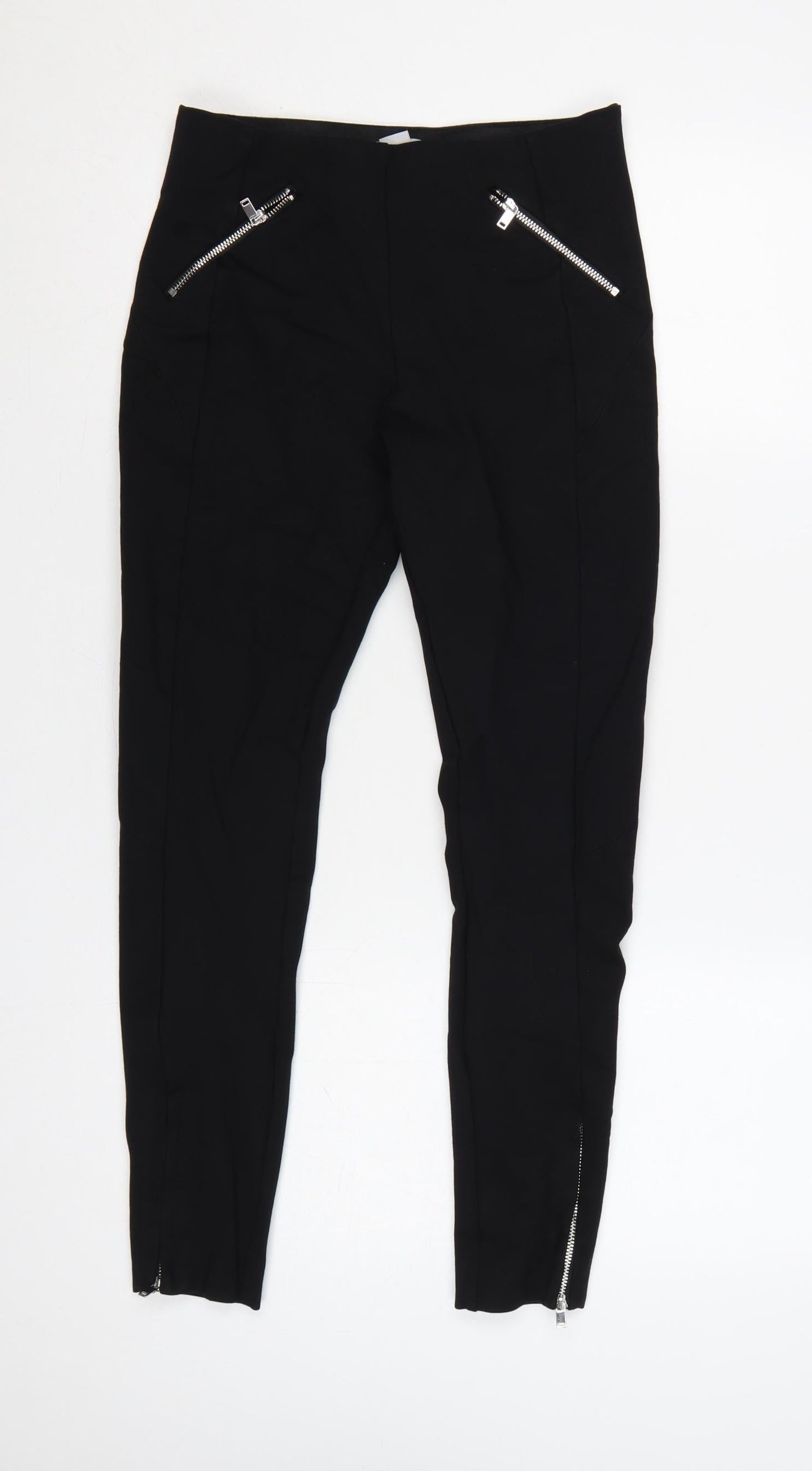 H&M Women’s Black UK 8 High Rise Zip Pocket Stretch Leggings