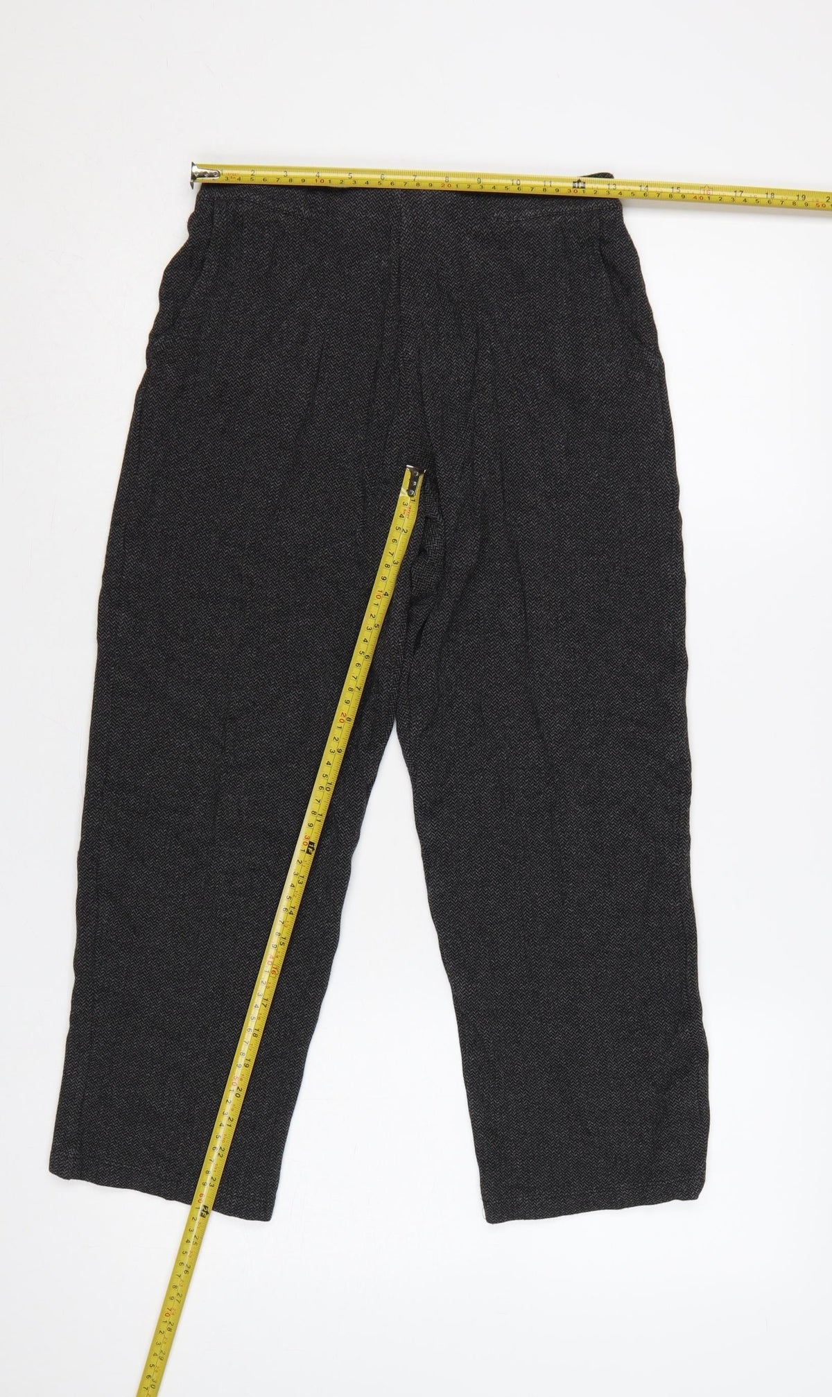 Marks & Spencer Women Grey UK 8 Tapered Herringbone Trousers