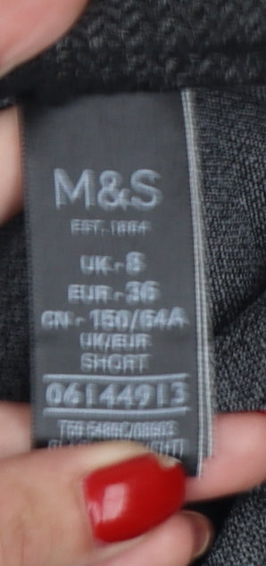 Marks & Spencer Women Grey UK 8 Tapered Herringbone Trousers