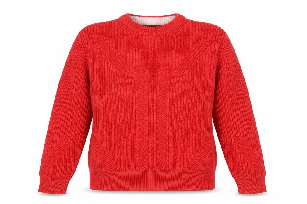 Marks & Spencer Women Red M Cable Knit Cotton Crew Neck Jumper