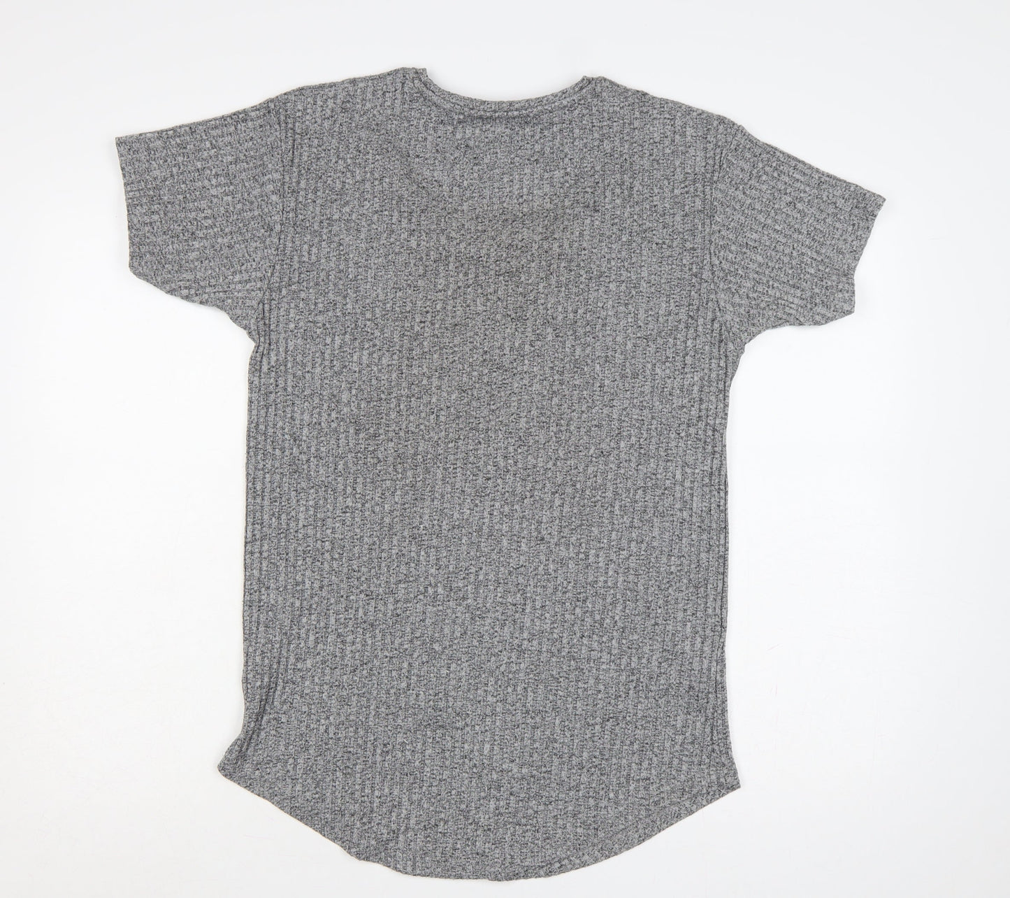 SikSilk Men's Grey M Slim Fit Curved Hem Embroidered Logo T-Shirt