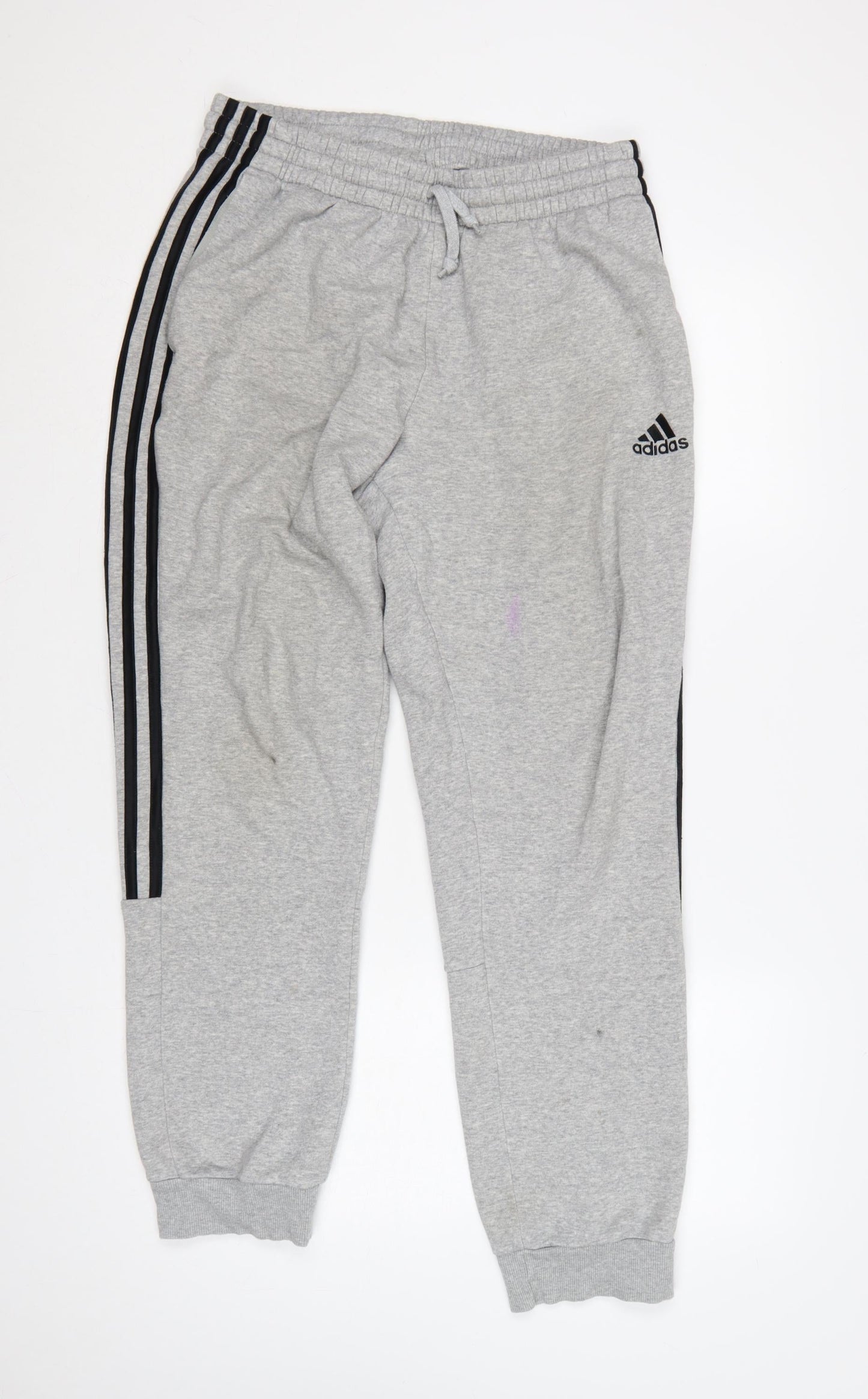 Adidas Men’s Grey M 3 Stripe Logo Cuffed Jogger Sweatpants