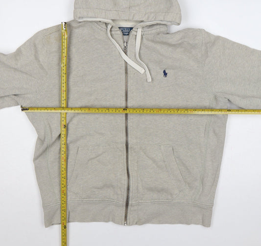 Polo Ralph Lauren Men’s Grey XL Full Zip Hoodie Logo Cotton Blend