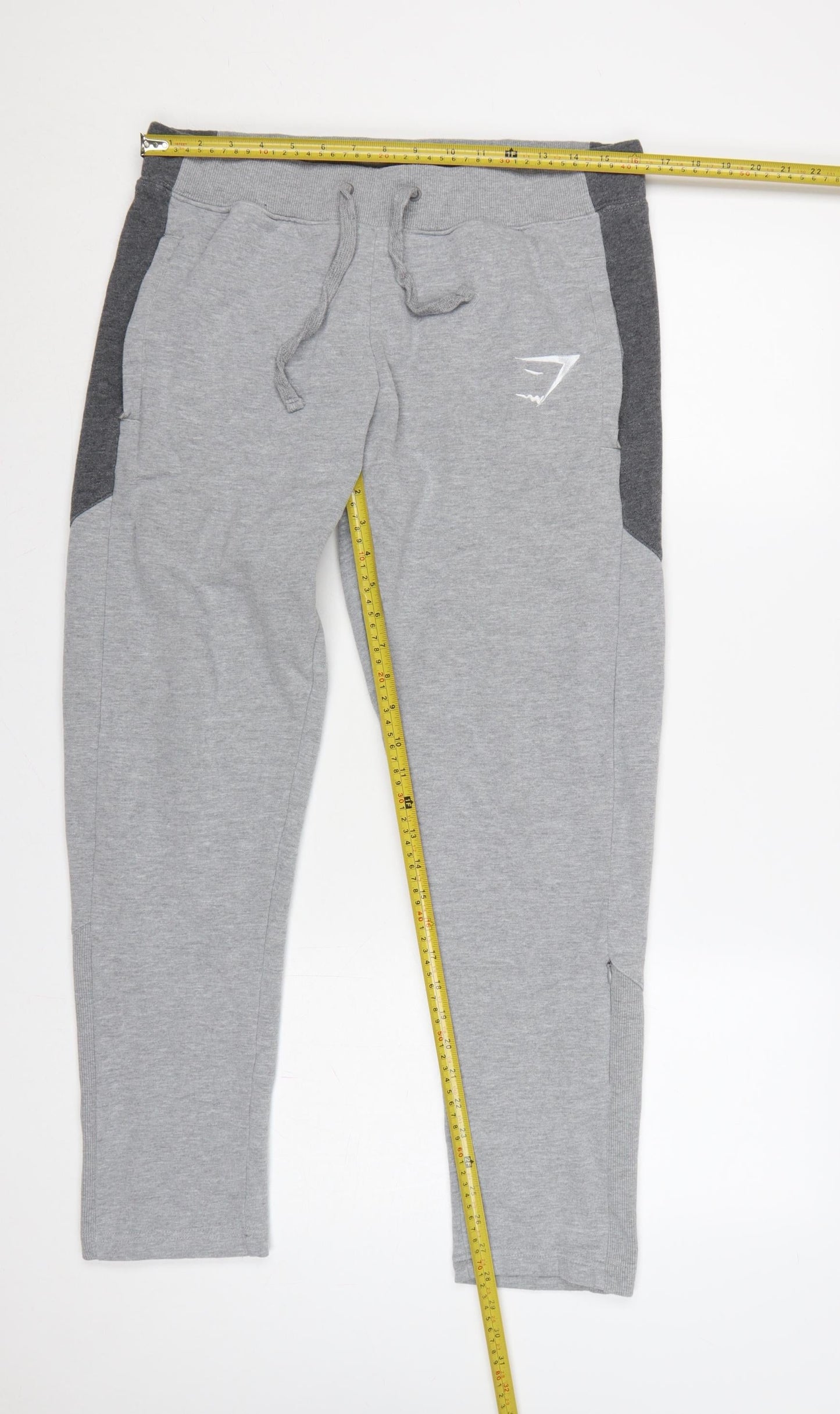 Gymshark Men’s Grey L Jogger Sweatpants Tapered Logo Zip Ankle