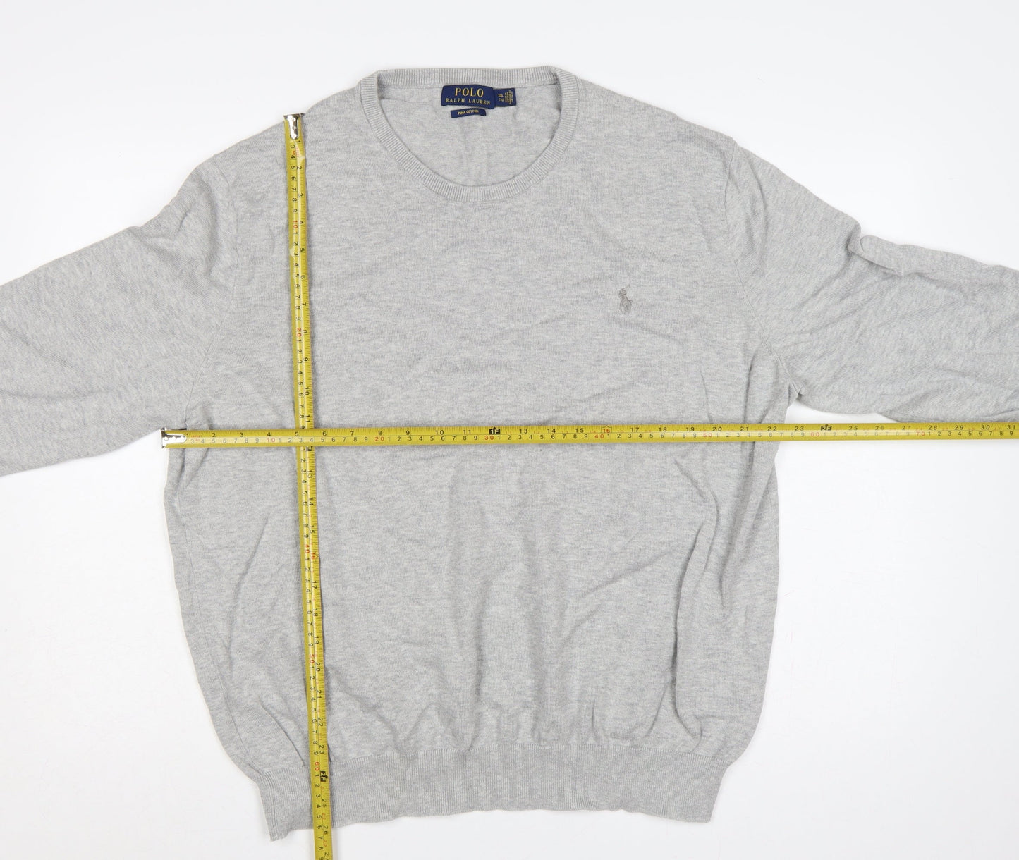 Polo Ralph Lauren Men Grey 2XL Pima Cotton Logo Crew Neck Jumper