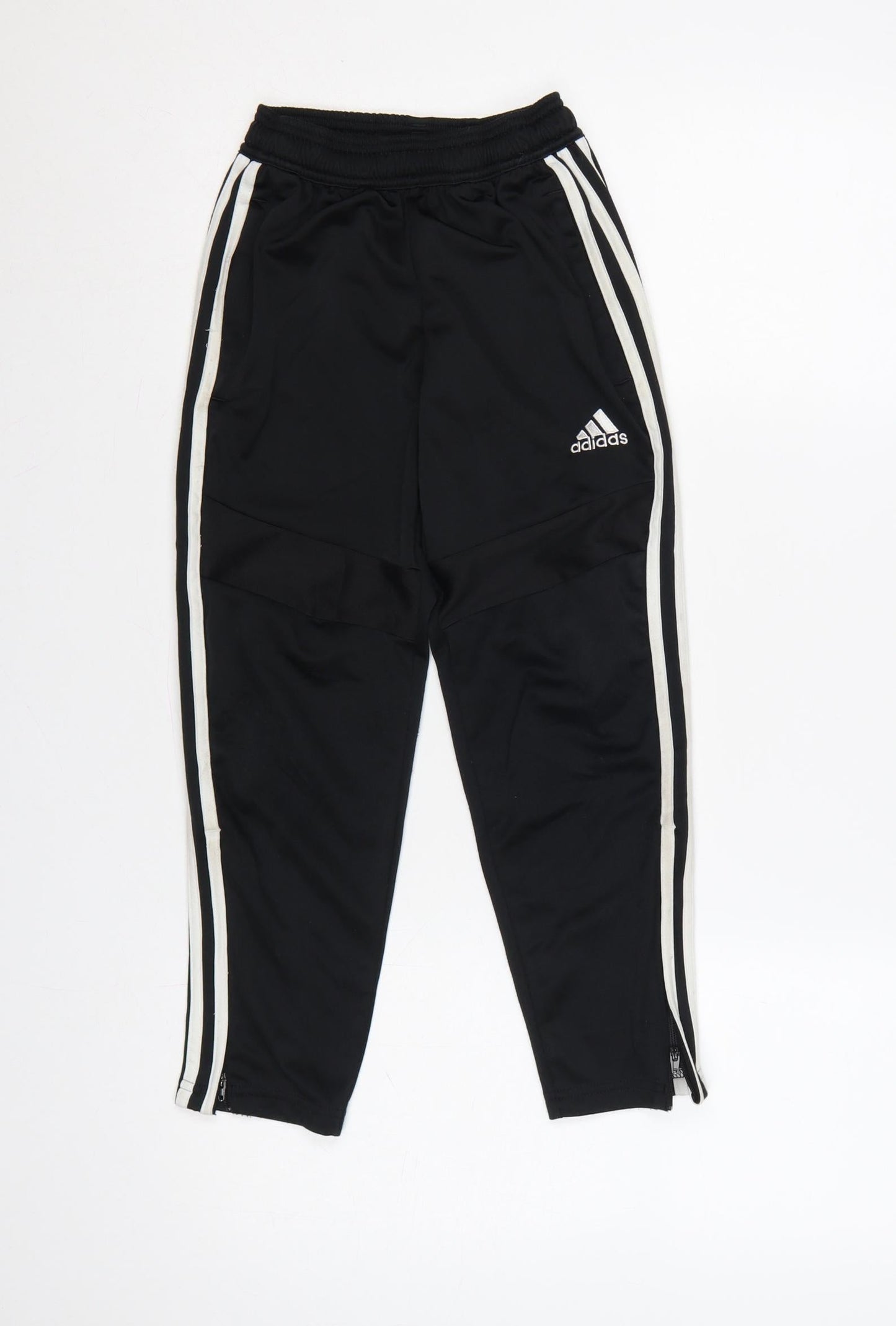 adidas Boys Black 7 Years Jogger Track Trousers White Stripes Zip Hem