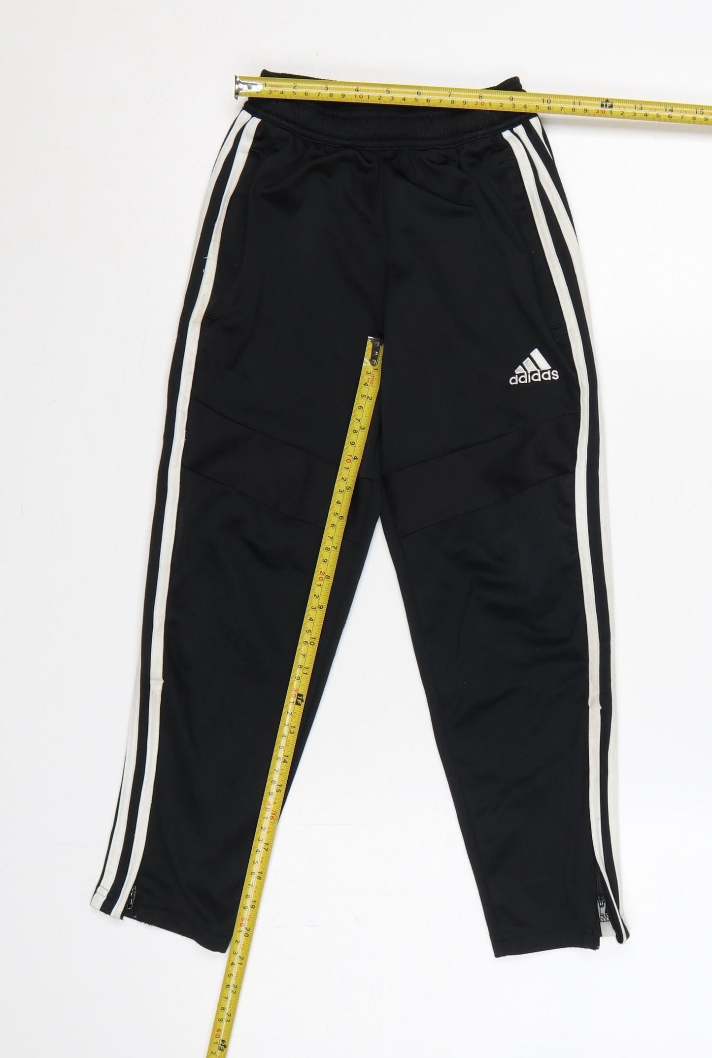 adidas Boys Black 7 Years Jogger Track Trousers White Stripes Zip Hem