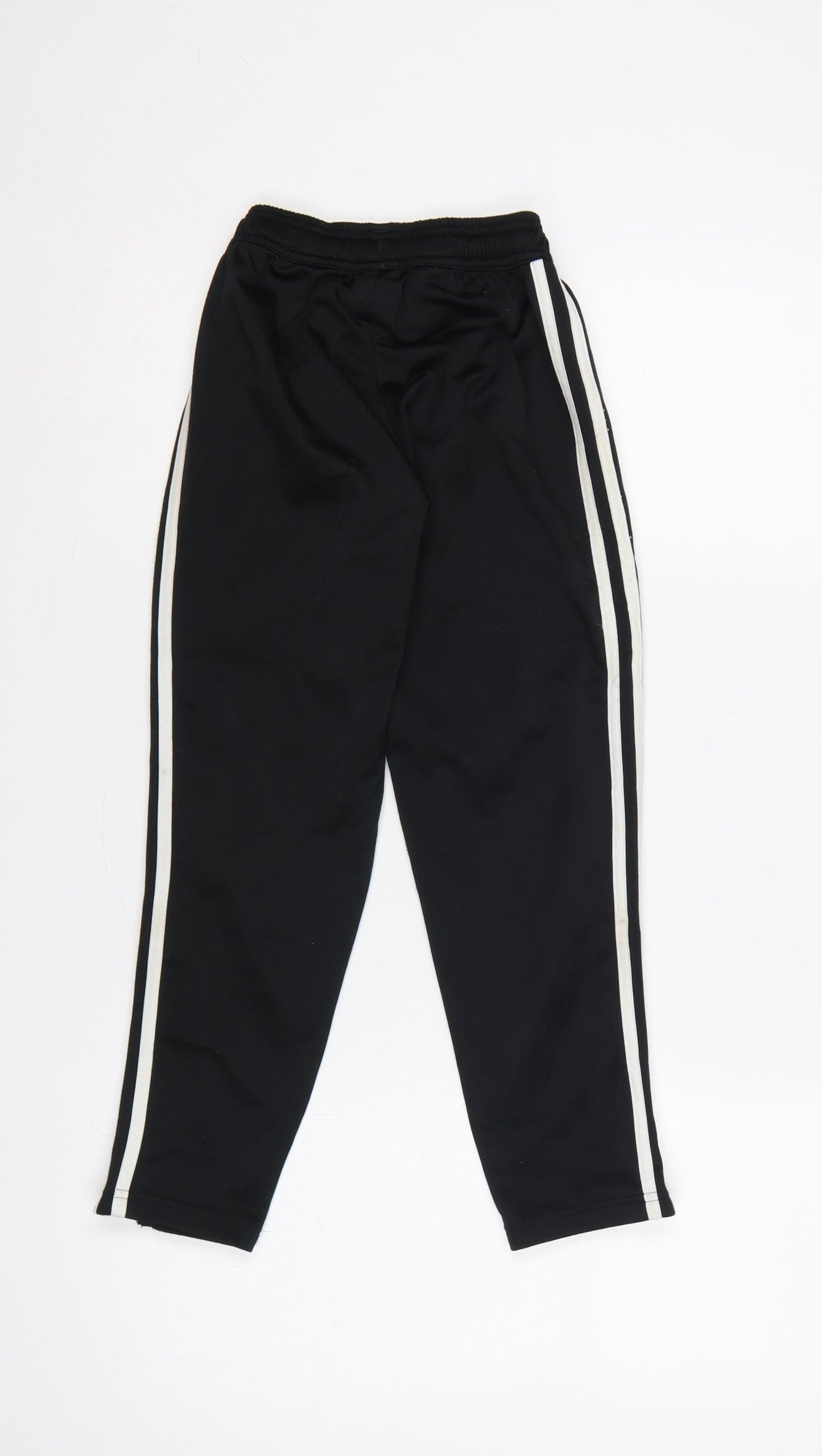 adidas Boys Black 7 Years Jogger Track Trousers White Stripes Zip Hem