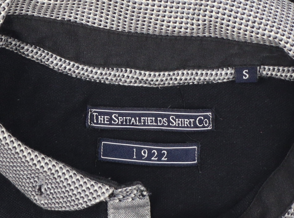 The Spitalfields Shirt Co Mens Black S Cotton Dog Logo Polo