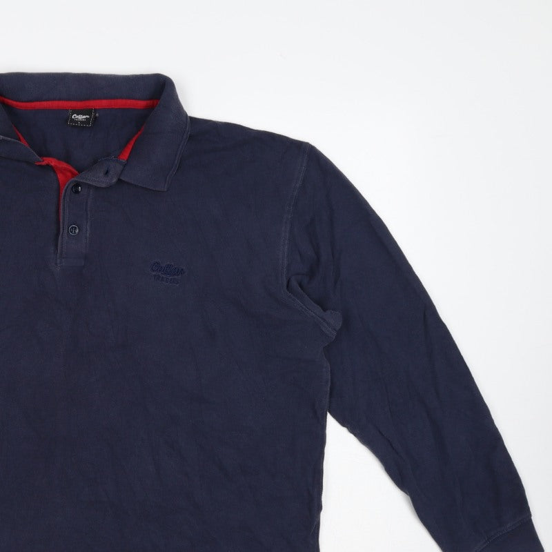 Additional view of Cotton Traders Men’s Blue L Long Sleeve Polo Shirt Logo