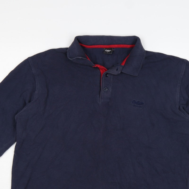 Additional view of Cotton Traders Men’s Blue L Long Sleeve Polo Shirt Logo