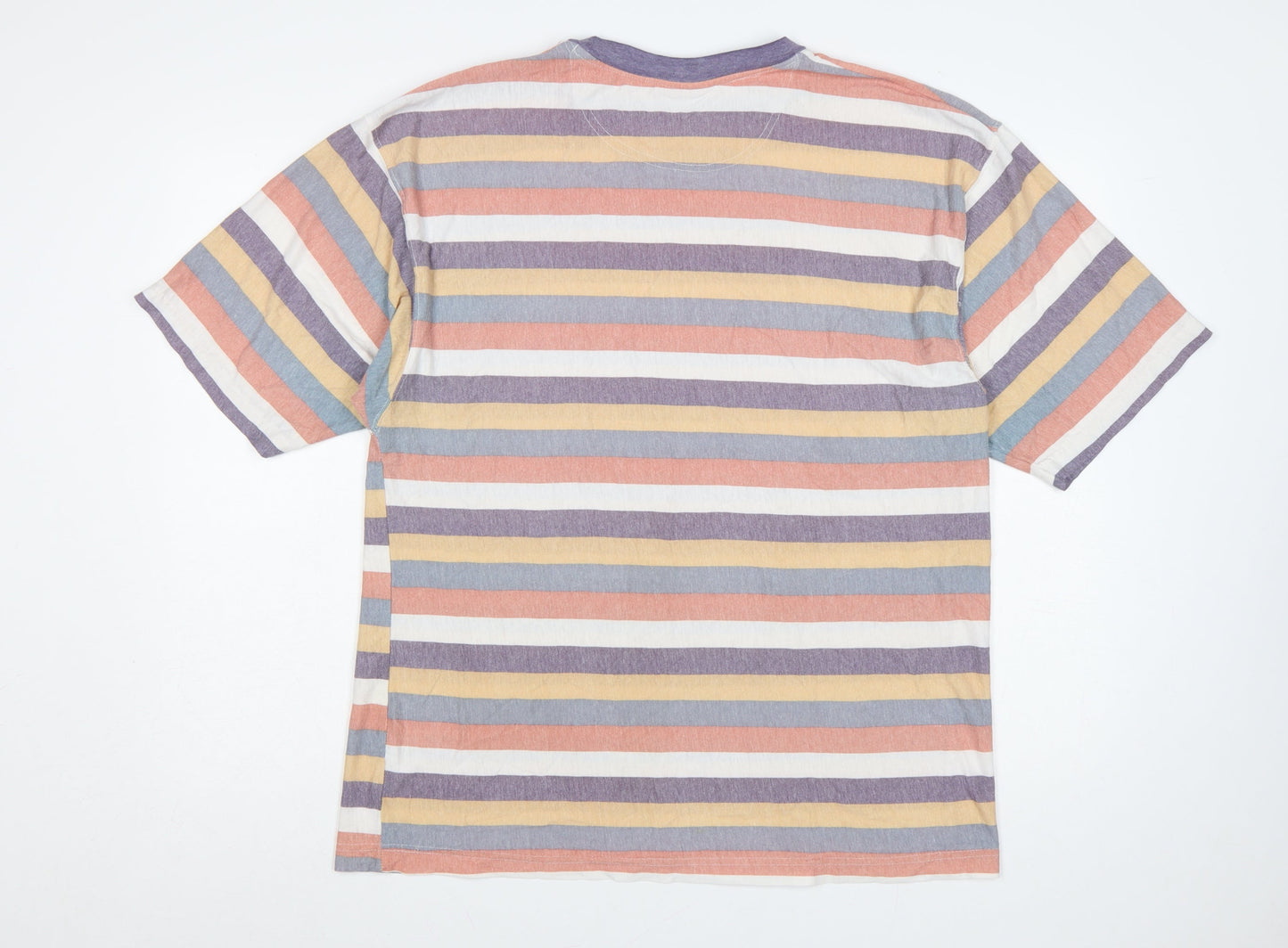 River Woods Men’s L Multicoloured 90s Retro Striped Crew Neck T-Shirt