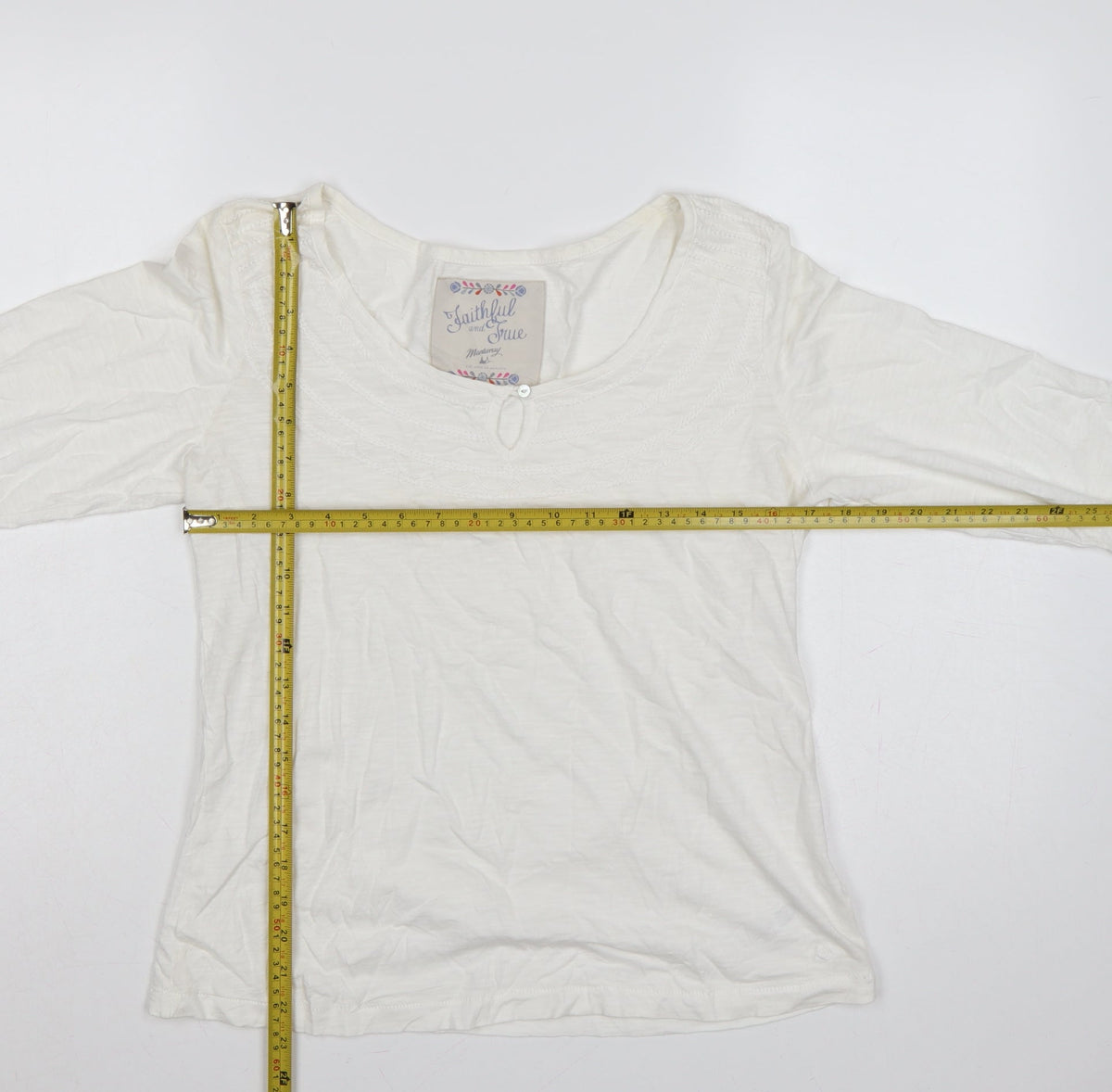 Mantaray Women White UK 14 Long Sleeve Embroidered Jersey T-Shirt