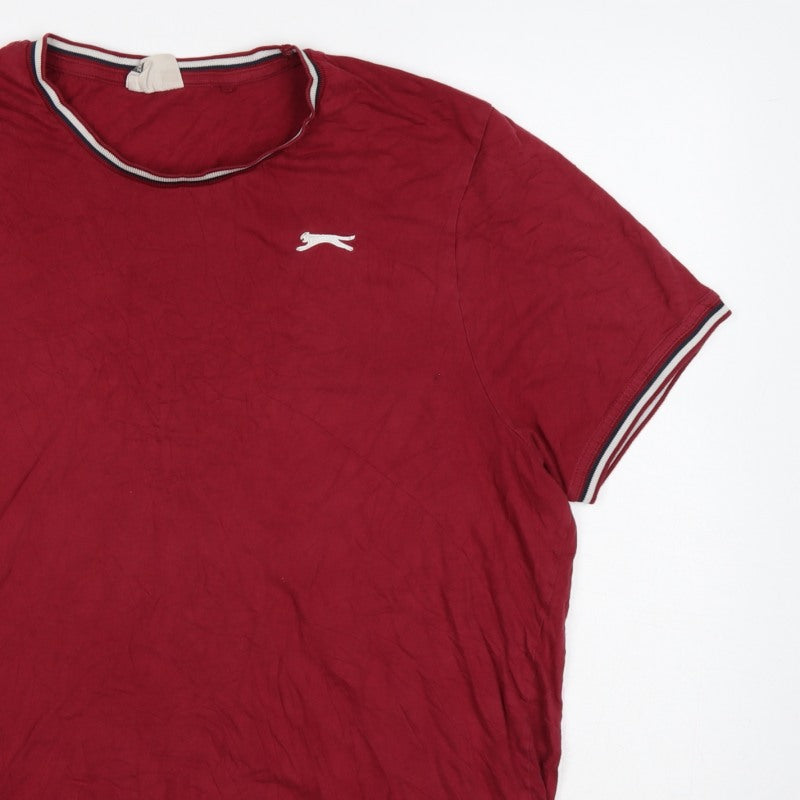 Additional view of Slazenger Men's Red 2XL Crew Neck Logo T-Shirt Contrast Trim