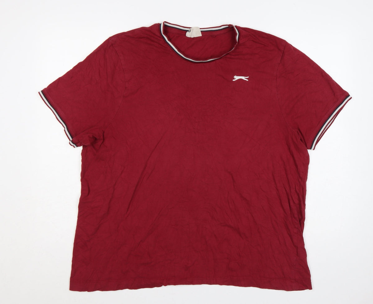 Back view of Slazenger Men's Red 2XL Crew Neck Logo T-Shirt Contrast Trim