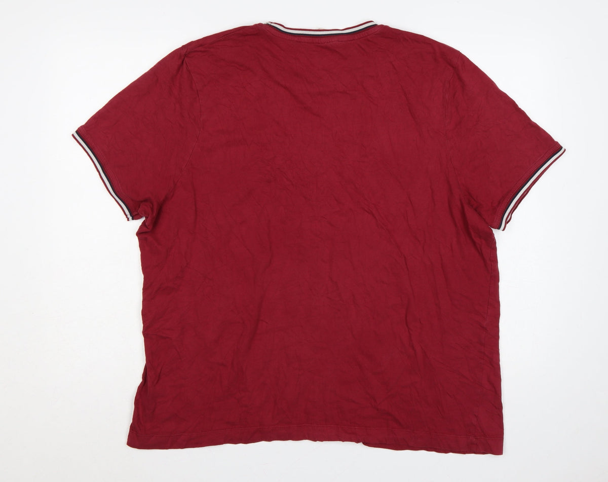 Brand and care label for Slazenger Men's Red 2XL Crew Neck Logo T-Shirt Contrast Trim